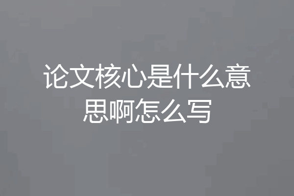 论文核心是什么意思啊怎么写