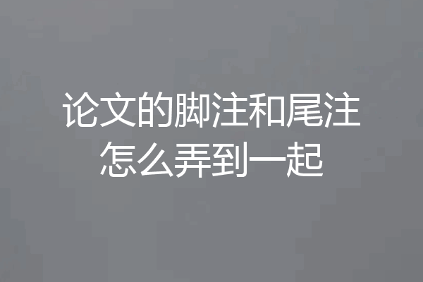 论文的脚注和尾注怎么弄到一起