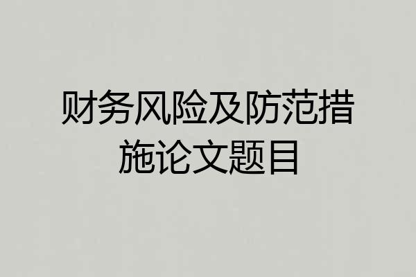 财务风险及防范措施论文题目