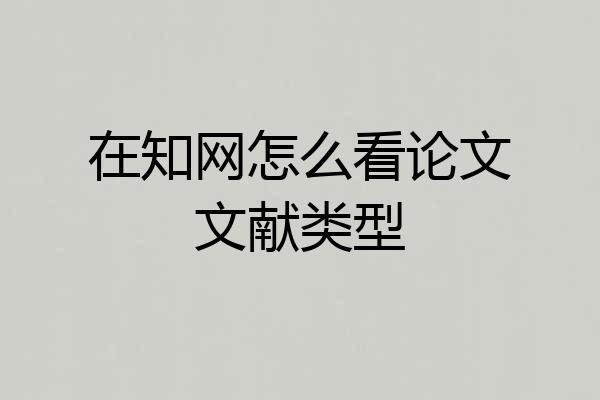 在知网怎么看论文文献类型