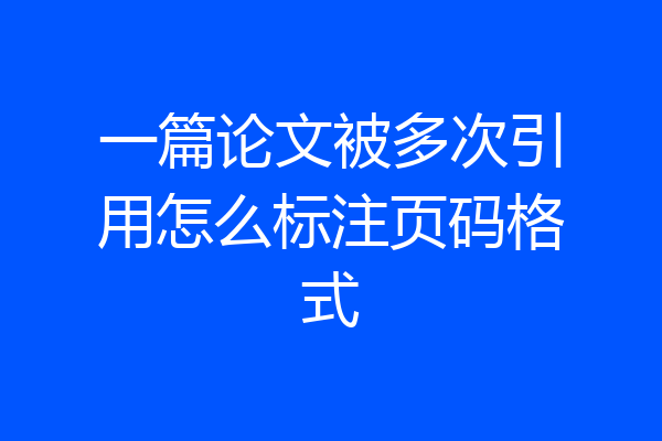 一篇论文被多次引用怎么标注页码格式