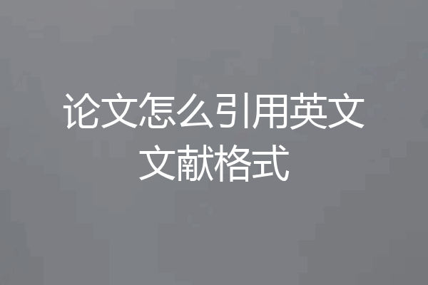 论文怎么引用英文文献格式