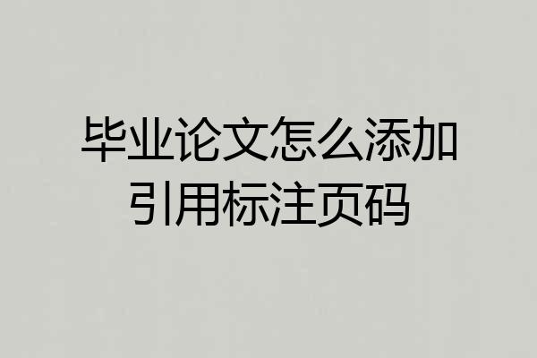毕业论文怎么添加引用标注页码