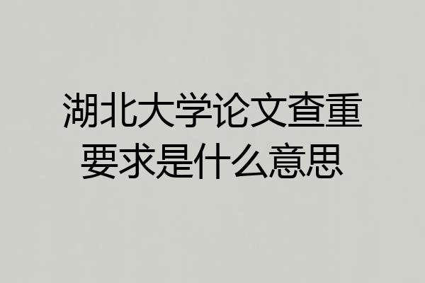 湖北大学论文查重要求是什么意思