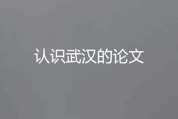 认识武汉的论文