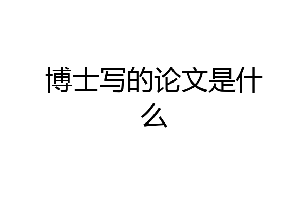 博士写的论文是什么