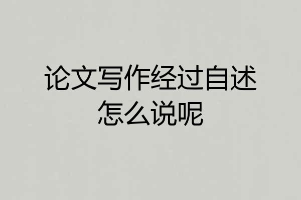论文写作经过自述怎么说呢