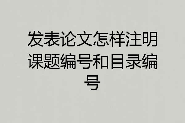 发表论文怎样注明课题编号和目录编号