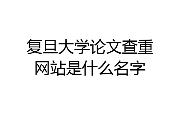 复旦大学论文查重网站是什么名字