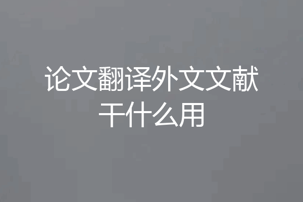 论文翻译外文文献干什么用