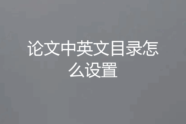 论文中英文目录怎么设置