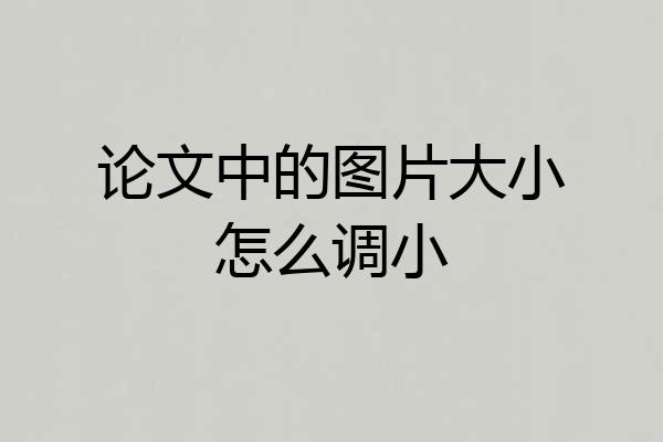 论文中的图片大小怎么调小