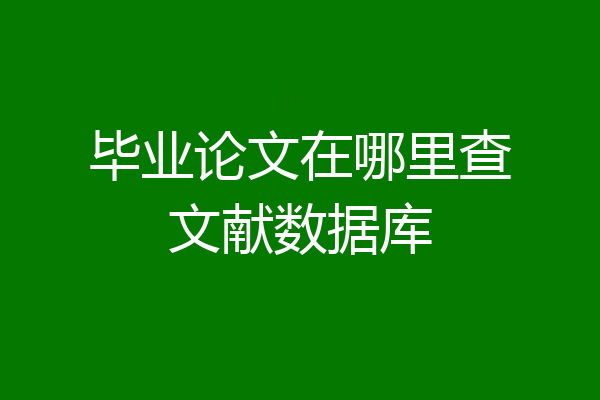 毕业论文在哪里查文献数据库