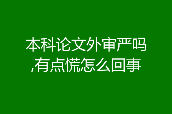 本科论文外审严吗,有点慌怎么回事