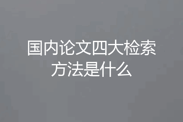 国内论文四大检索方法是什么