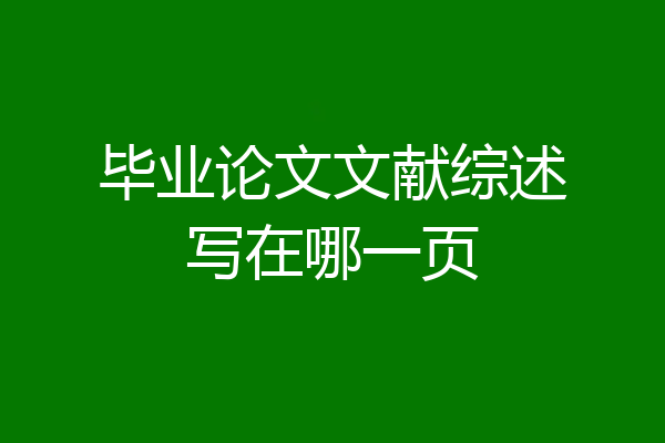 毕业论文文献综述写在哪一页