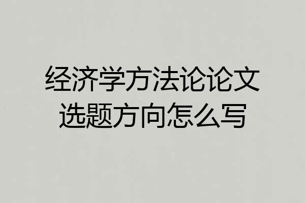 经济学方法论论文选题方向怎么写
