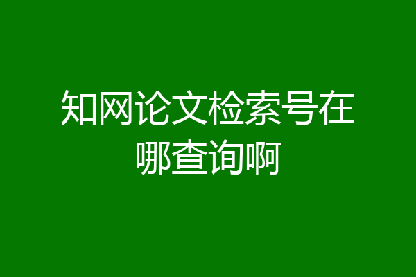 知网论文检索号在哪查询啊