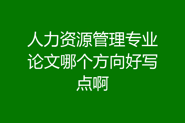人力资源管理专业论文哪个方向好写点啊