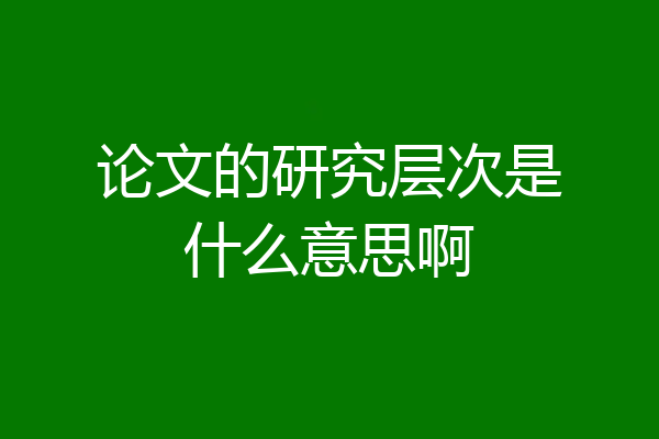 论文的研究层次是什么意思啊