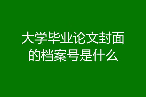 大学毕业论文封面的档案号是什么