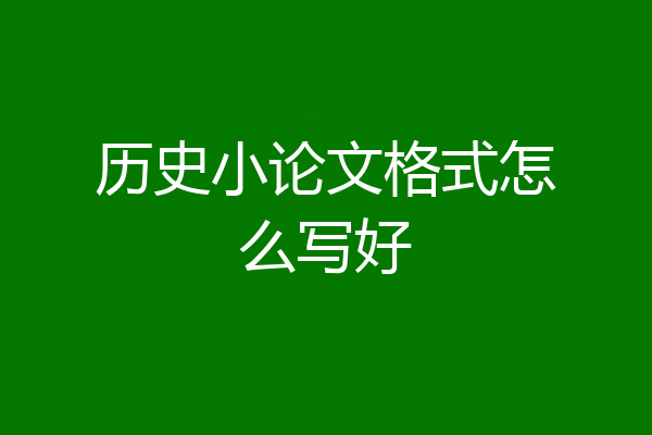 历史小论文格式怎么写好