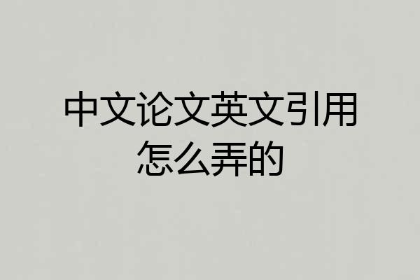 中文论文英文引用怎么弄的