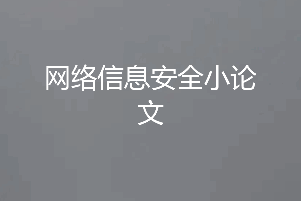 网络信息安全小论文