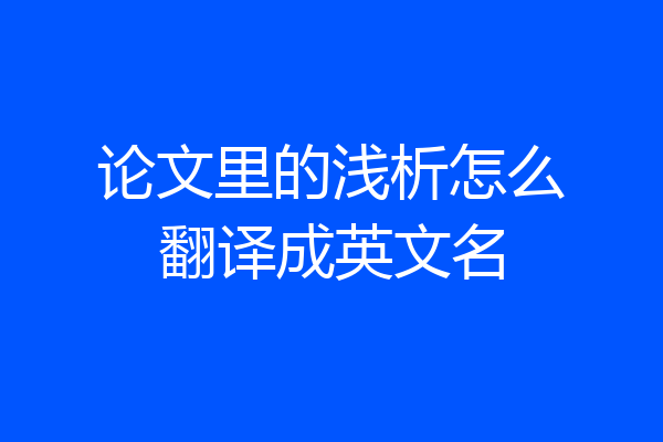 论文里的浅析怎么翻译成英文名