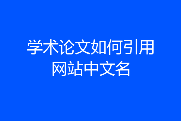 学术论文如何引用网站中文名