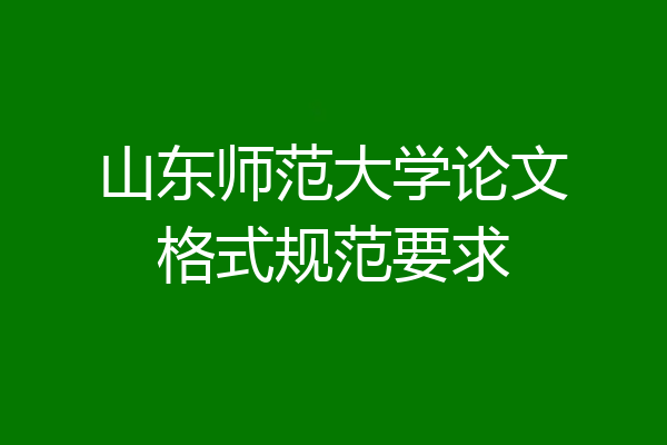 山东师范大学论文格式规范要求