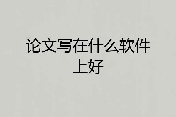 论文写在什么软件上好