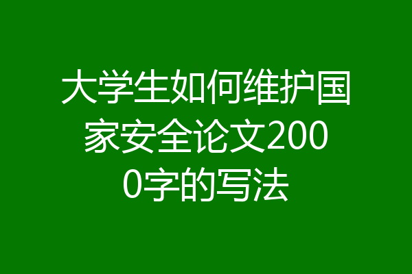 大学生如何维护国家安全论文2000字的写法