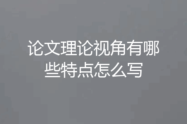 论文理论视角有哪些特点怎么写