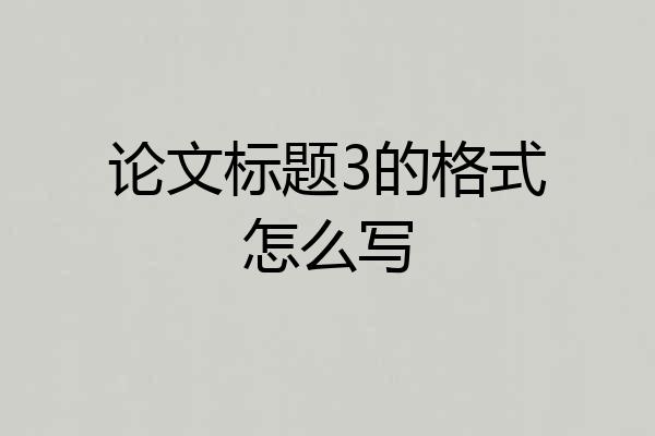 论文标题3的格式怎么写