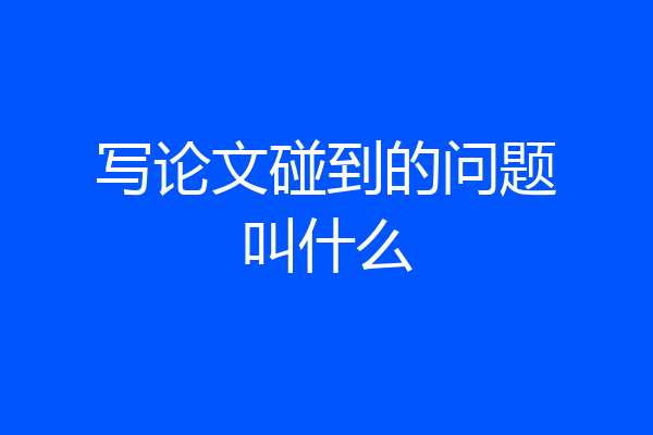 写论文碰到的问题叫什么