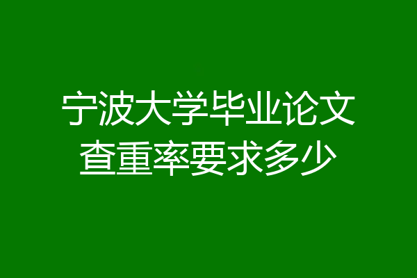 宁波大学毕业论文查重率要求多少