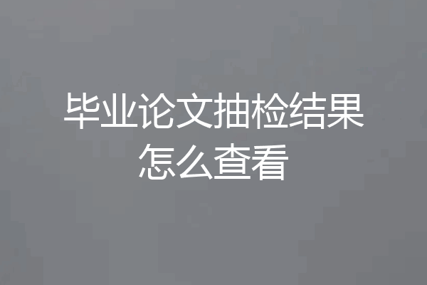毕业论文抽检结果怎么查看