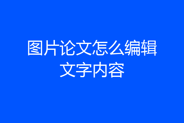 图片论文怎么编辑文字内容