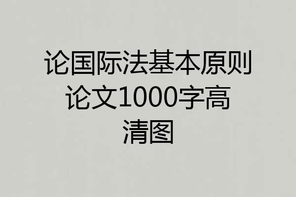 论国际法基本原则论文1000字高清图