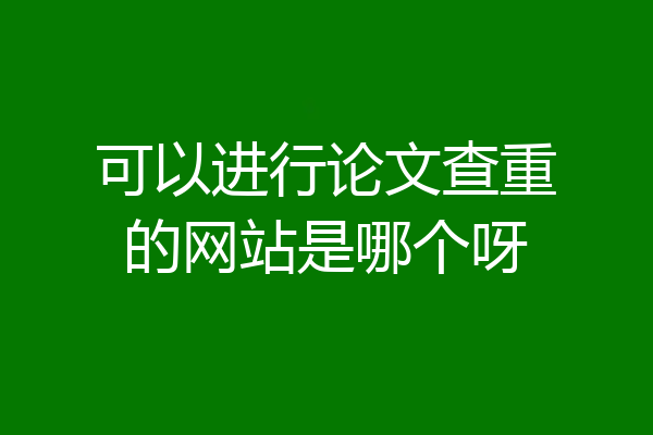 可以进行论文查重的网站是哪个呀
