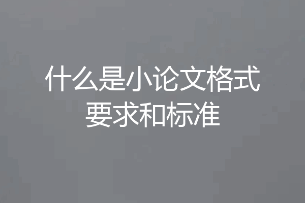 什么是小论文格式要求和标准