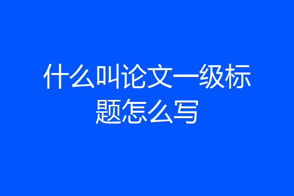 什么叫论文一级标题怎么写