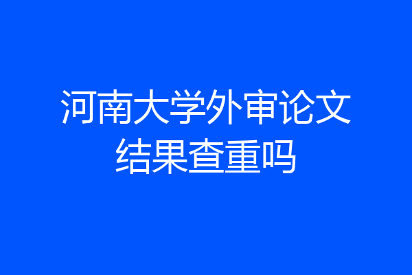 河南大学外审论文结果查重吗