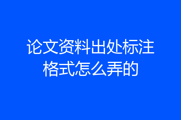论文资料出处标注格式怎么弄的