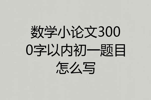 数学小论文3000字以内初一题目怎么写