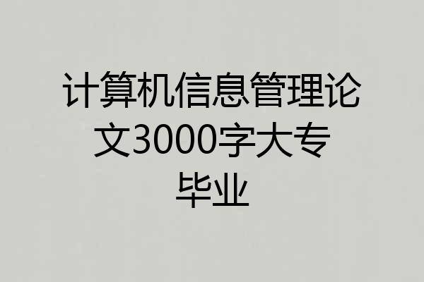 计算机信息管理论文3000字大专毕业