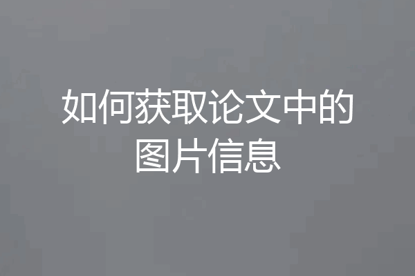 如何获取论文中的图片信息