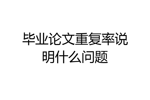 毕业论文重复率说明什么问题
