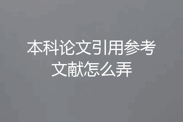 本科论文引用参考文献怎么弄